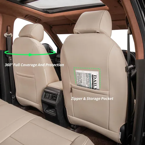 Vista 7 de coverdream CRV - Fundas de asiento de coche personalizadas para Honda 2012 Cuero sintético (beige)
