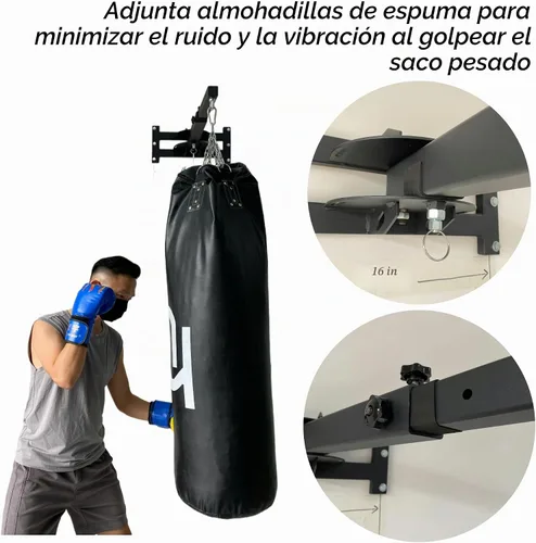 Vista 4 de Percha de pared para saco de boxeo, minimiza el ruido y la vibración, diseño que ahorra espacio, construcción resistente para entrenamiento