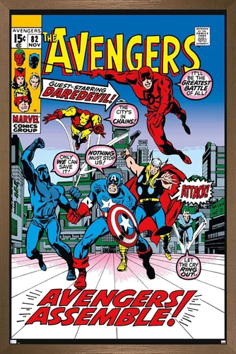 Vista 13 de Trends International Marvel Comics - Póster de pared de Avengers #82, 22.4 pulgadas de largo x 14.7 pulgadas, versión enmarcada en madera de granero