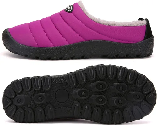 Vista 2 de UBFEN Mens Womens Winter Warm Slippers with Fuzzy Plush Lining Slip on House Shoes Indoor Outdoor Anti-Skid Rubber Sole