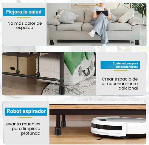 Vista 3 de Elevadores de cama de 1 pulgada, 2 pulgadas, 3 pulgadas, 4 pulgadas de alta resistencia, elevador de muebles ajustable para mesa, escritorio, sofá