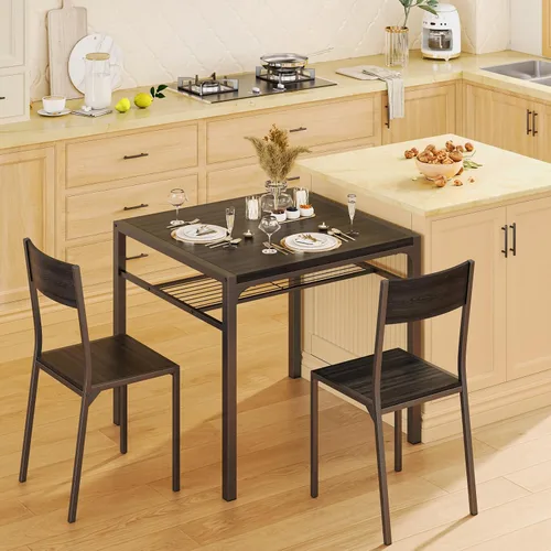 Vista 2 de Gizoon Juego de mesa de comedor para 2, mesa de cocina de 3 piezas con 2 sillas para espacios pequeños, apartamento, cocina, comedor, ahorro