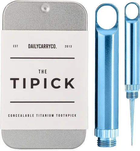 Vista 10 de DAILYCARRYCO. Soporte para palillos de dientes de titanio TiPick - Portátil de metal para viajes - Palillo mondadientes reutilizable EDC micro
