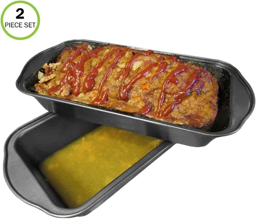 Vista 6 de Evelots Pan de carne que drena grasa, antiadherente, para cocinar, hornear, más sabor, juego de 2 piezas