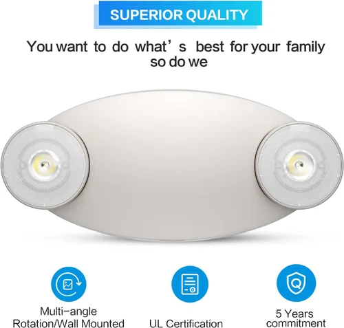 Vista 4 de Spectsun Lights - Paquete de 4 luces LED de emergencia con batería de respaldo, ajustable, cableado, 2 LED, cabeza de ojo de insecto, montaje