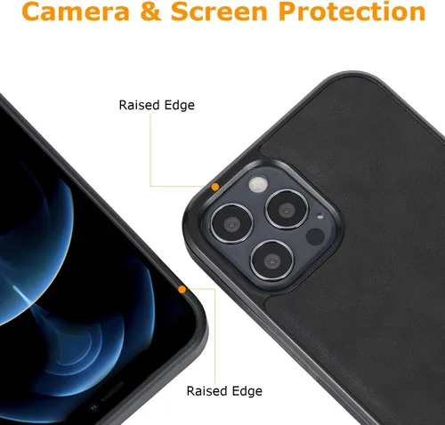 Vista 6 de GripBig Series - Funda para iPhone 12 y 12 Pro, placa de metal integrada para montaje magnético, funciona con cargadores certificados Qi, compatible