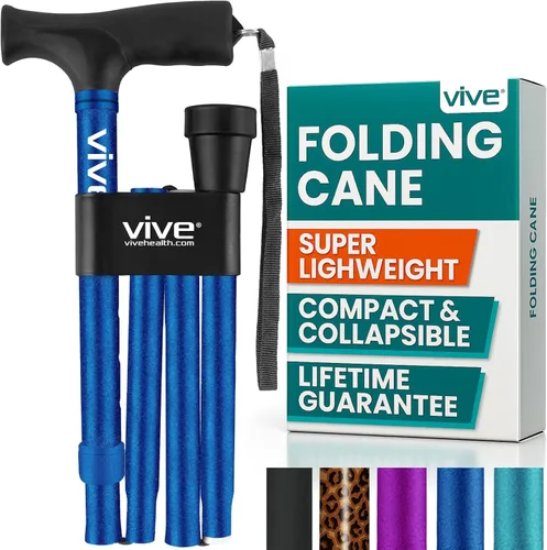 Vista 16 de Bastón plegable Vive, bastón de peso ligero robusto para hombres y mujeres, diseño plegable para la portabilidad y la conveniencia, acabado liso