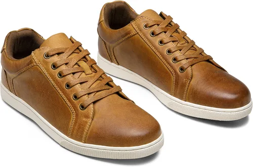 Vista 4 de Jousen Men's Sneakers Leather Casual Shoes for Men Breathable Business Casual Sneaker Retro Fashion Sneaker