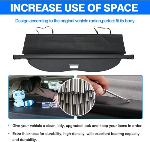 Vista 5 de Powerty Cubierta de Carga para Toyota Highlander 2014-2019 Accesorios, Cubierta de Maletero Retráctil Sombra Protectora de Maletero Cubierta
