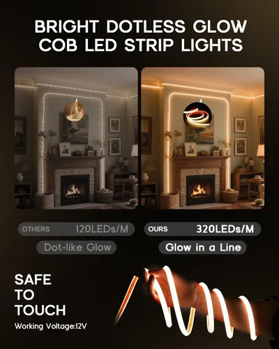 Vista 3 de Tiras de Luces LED COB Luz Azul, 12V 32.8 pies IP67 Impermeable Alto CRI 95Ra+ Súper Brillante, Luces Flexibles para Barco para Pesca Nocturna