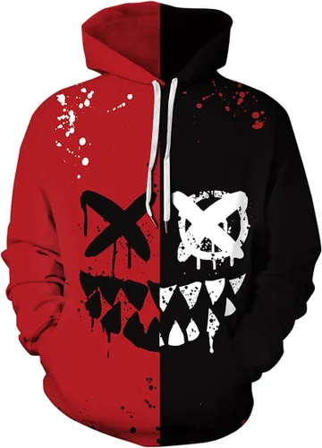 Vista 5 de Chaos World Sudadera con Capucha Novedosa para Hombre de Manga Larga con Estampado Gráfico Divertido en 3D Suéter Pullover 1 negro y rojo.