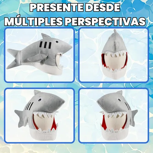 Vista 4 de Sombrero de tiburón, disfraz de tiburón, cabeza de pez, disfraz