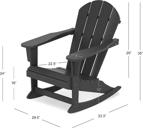 Vista 12 de WestinTrends Silla mecedora Malibu de poliéster para exterior/patio Adirondack, Negra
