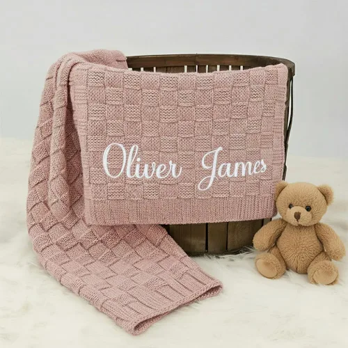 Vista 9 de Manta de punto personalizada y bordada de lujo con nombre de bebé, manta de algodón personalizada y monogramada para la guardería, regalos para bebé