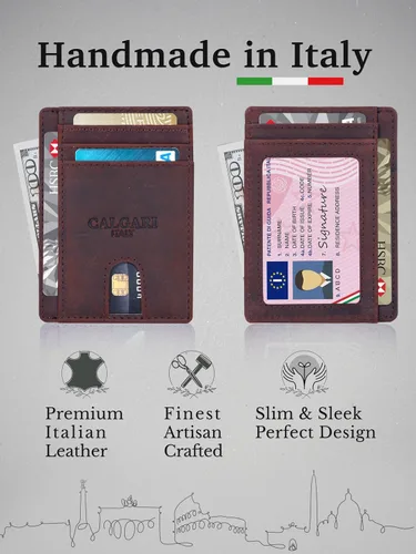 Vista 3 de Carteras minimalistas de cuero italiano de lujo Para hombres y mujeres