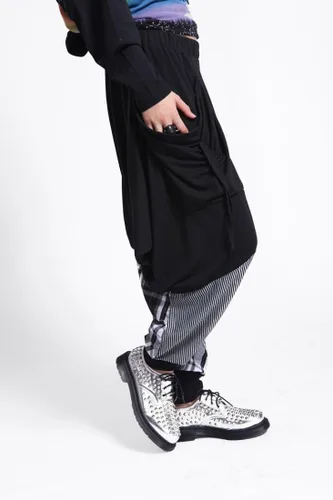 Vista 2 de ellazhu Pantalones de harén casuales para mujer, con cintura baja, bolsillos con estampado a cuadros, para hip hop, pantalones de yoga GY206 A