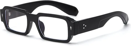 Vista 7 de Onrtry Gafas de luz azul cuadradas gruesas para mujer y hombre Marco verde mate A4
