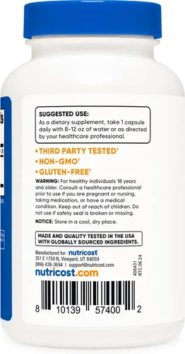 Vista 4 de Nutricost Extracto de cardo mariano 120 cápsulas para 120 porciones por botella Sin gluten, vegano, sin OMG