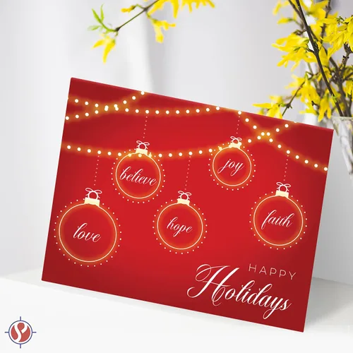 Vista 5 de Tarjetas de felicitación 2026 "Happy Holidays, Love, Faith, Hope, Joy, Believe" - Felicidades de Navidad y Año Nuevo, invitaciones, tarjetas