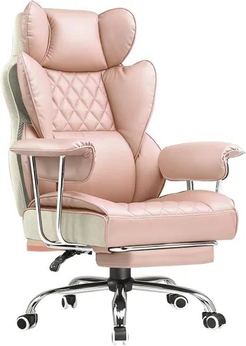 Vista 9 de COMHOMA Silla de juegos grande y alta con soporte lumbar de resorte de bolsillo, silla de oficina ergonómica con reposapiés, silla de escritorio