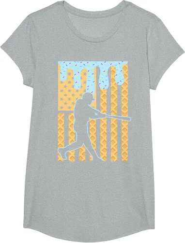 Vista 55 de Camiseta de béisbol Drip Boys Dripping Ice Cream Baseball American Flag, Negro -, Pequeña