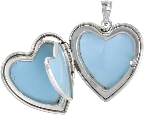 Vista 2 de Collar con medallón de plata de ley de 1.0in para mujer con 4 cuadros grabados de 40,6 a 20.0in