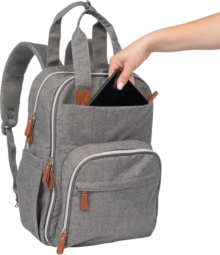 Vista 6 de Trend Lab Mochila para pañales con almohadilla extraíble para cambiador, incluye apertura de cremallera para toallitas de bebé y bolsillos aislados
