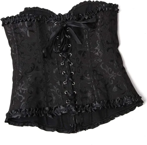 Vista 3 de Atractivo corsé floral para mujer con cordones en la espalda lencería corpiño talla extragrande