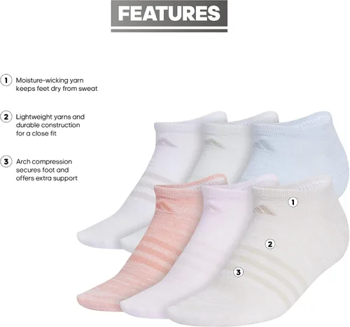 Vista 2 de adidas Calcetines Superlite invisibles para mujer (6 pares)