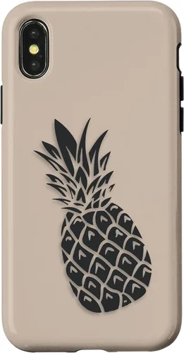 Vista 5 de Black Dark grey Pineapple on Tan beige for Pineapple lovers Case for iPhone 16