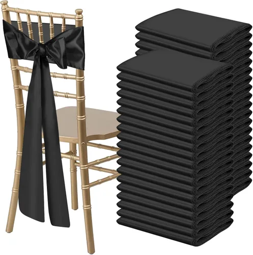 Vista 34 de 10 PCS Lazos de Satén Azul Bebé para Sillas Bandas Universales Cintas para Sillas Lazos Traseros para Bodas Fiestas Recepciones Eventos Banquetes