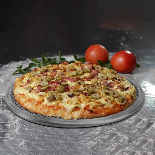 Vista 7 de SHERCHPRY Red de aluminio de la bandeja de la hornada de la pizza de 11 pulgadas de la malla perforada antiadherente de la pantalla para el uso