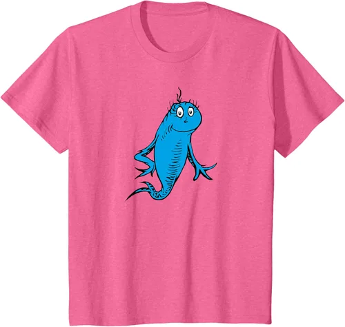 Vista 59 de Dr. Seuss Blue Fish Character - Camiseta con licencia oficial Negro