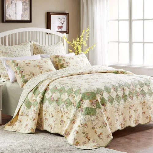 Vista 7 de Greenland Home Colección de edredón 100% algodón, prelavado, juego de edredón reversible, 2 piezas, individual/XL, Bliss