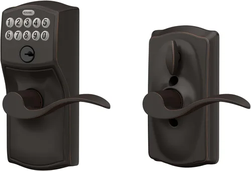 Vista 8 de SCHLAGE FE595VCAM716ACC FE595VCAM/ACC 716 cerradura de teclado para puerta, con manija Accent, flexible, bronce envejecido