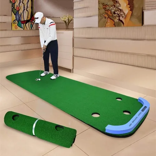 Vista 4 de Tapete de golf para práctica de golf, tapete de golf para el hogar, tapetes de golf para interiores y exteriores, práctica profesional de putting