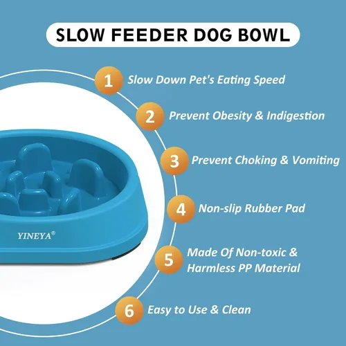 Vista 2 de YINEYA 2 cuencos de alimentación lenta antiasfixia para perros de tamaño pequeño, cuenco de alimentación lenta para gatos, suministros