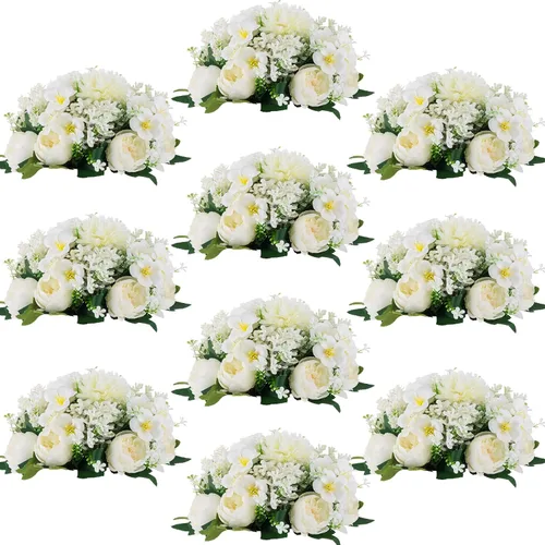 Vista 23 de Bolas de flores artificiales para centros de mesa: 2 piezas de rosas rojas para centros de mesa, arreglos florales, centro de mesa para bodas