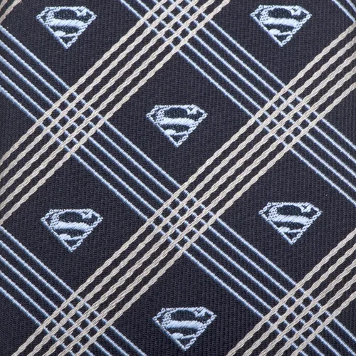 Vista 4 de Cufflinks Inc. Corbata Superman Shield Navy Plaid Hombre, Azul