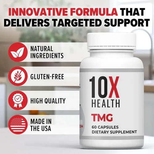 Vista 6 de Suplementos TMG de 10X Health - Suplemento de trimetilglicina para el apoyo al hígado, bienestar del corazón, energía, niveles de homocisteína