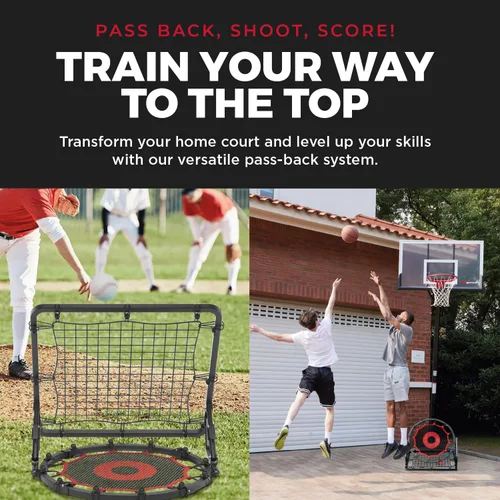 Vista 5 de Dual-Sided Adjustable Baseball Rebound Net for Multi-Sport,Includes 2 Balls Negro