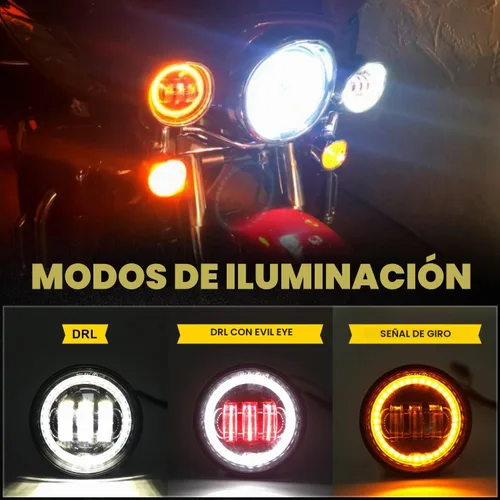 Vista 2 de LX-LIGHT lámparas Cree LED para niebla, 2 unidades, cromadas, de 4.5 pulgadas para motocicletas Harley Davidson