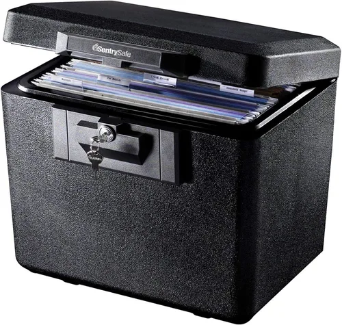 Vista 5 de SentrySafe Caja ignífuga 1200 con cerradura de llave, 0.18 pies cúbicos, color negro y caja ignífuga 1170 con cerradura de llave de 0.61 pies