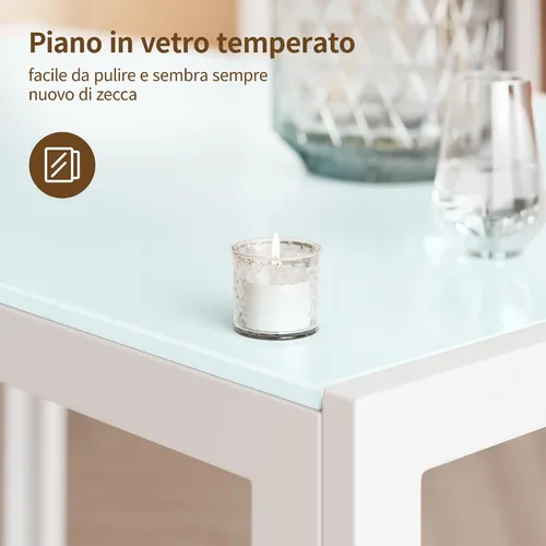 Vista 4 de Bealife - Juego de mesa de comedor de cocina para 6, vidrio templado Blanco