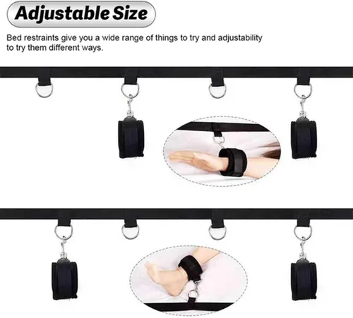 Vista 7 de Kit sexual para parejas debajo de la cama King, correas sexis ajustables y sujetadores de amarre para adultos, parejas, tobillos y muñecas