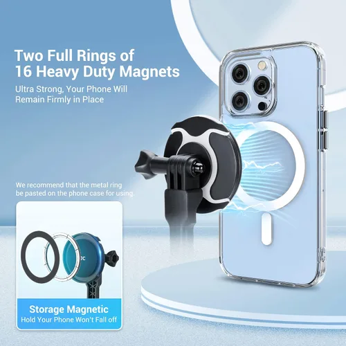 Vista 2 de Trípode magnético para selfie stick con control remoto, soporte magnético para iPhone 17 16 15 14 13 12 Pro Max Mini, trípode de teléfono