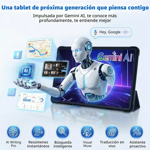 Vista 5 de Tablet Android de 10 pulgadas Tablets Android 16, Gemini AI, pantalla de 120Hz, 20GB RAM, 64GB ROM+2TB expandible, Widevine L1, 6000mAh, GPS, Face