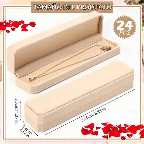 Vista 2 de Batiyeer Paquete de 24 cajas de joyería de terciopelo a granel, cajas de Beige