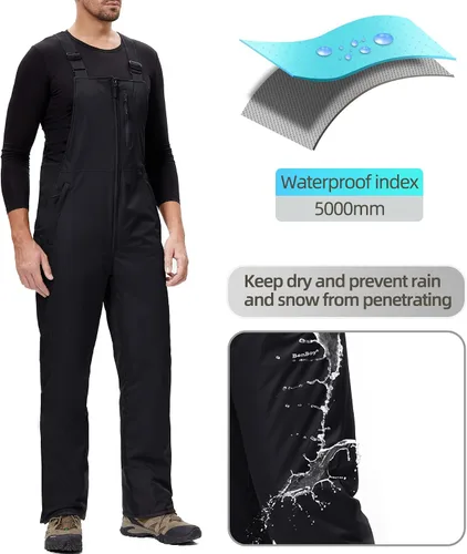 Vista 6 de BenBoy Pantalones de esquí para hombre, impermeables, aislados, antidesgarros, para snowboard, invierno