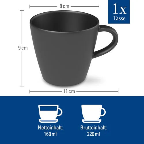 Vista 4 de Villeroy & Boch Manufacture Rock Collection - Taza de café Demitasse pequeña, de porcelana premium, fabricada en Alemania, apta para lavavajillas
